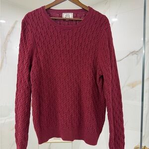 Jos A Bank 1905 Burgundy Cable Knit Pima Cotton Crewneck Sweater Men’s Large